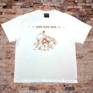 Zach Bryan The Burn, Burn, Burn Tour White Rodeo Graphic T-Shirt Men's Large